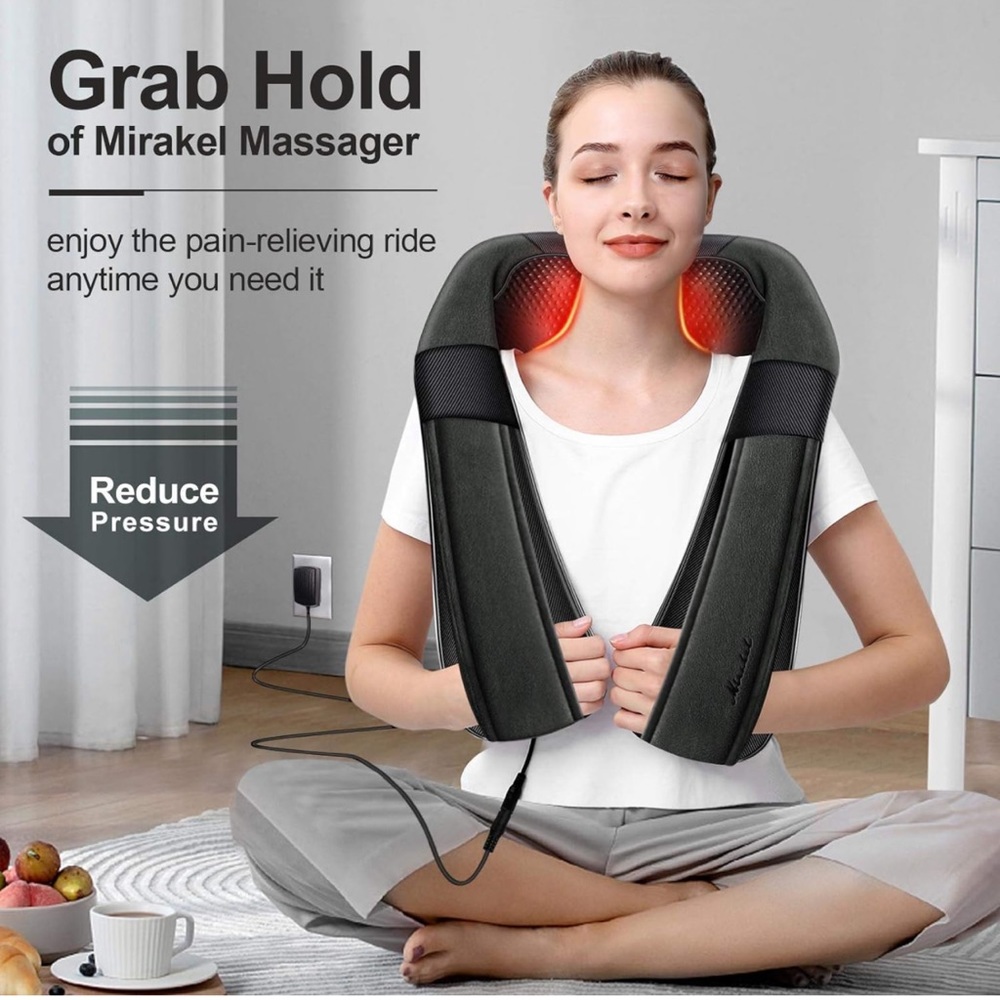 Mirakel Electric Massager with Heat - Shoulder, Back and Neck Massager - Shiatsu